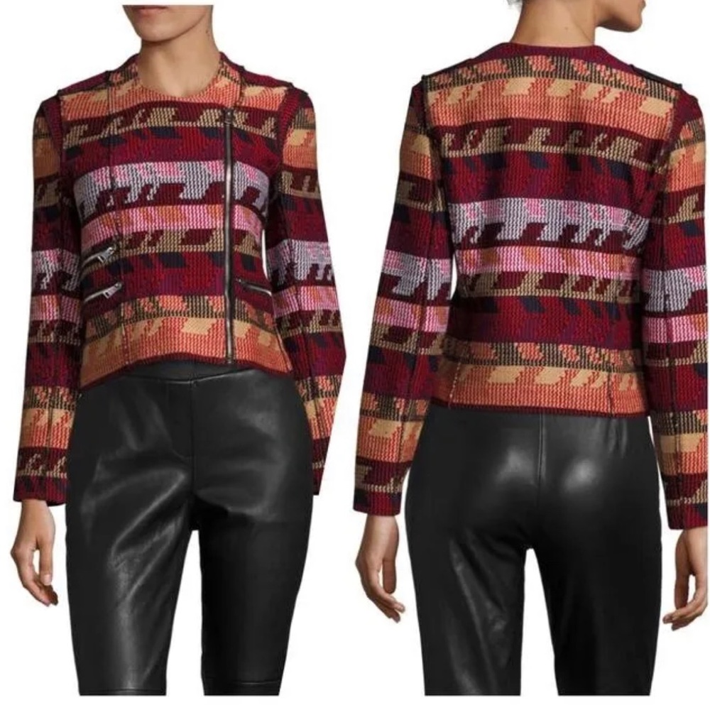 Maje Paris‎ Vanda Jacquard Moto Jacket New